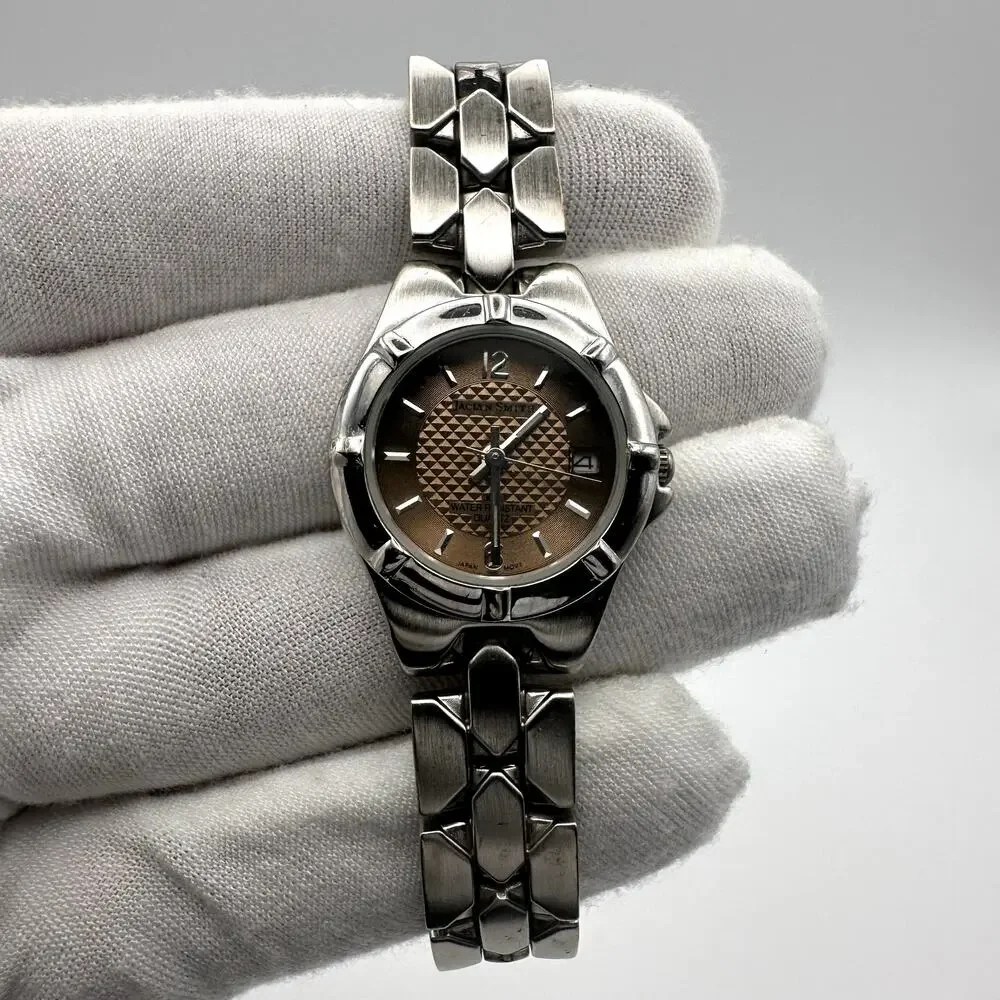 Jaclyn Smith Women's Quartz Date Watch Silver Bracelet Brown Dial